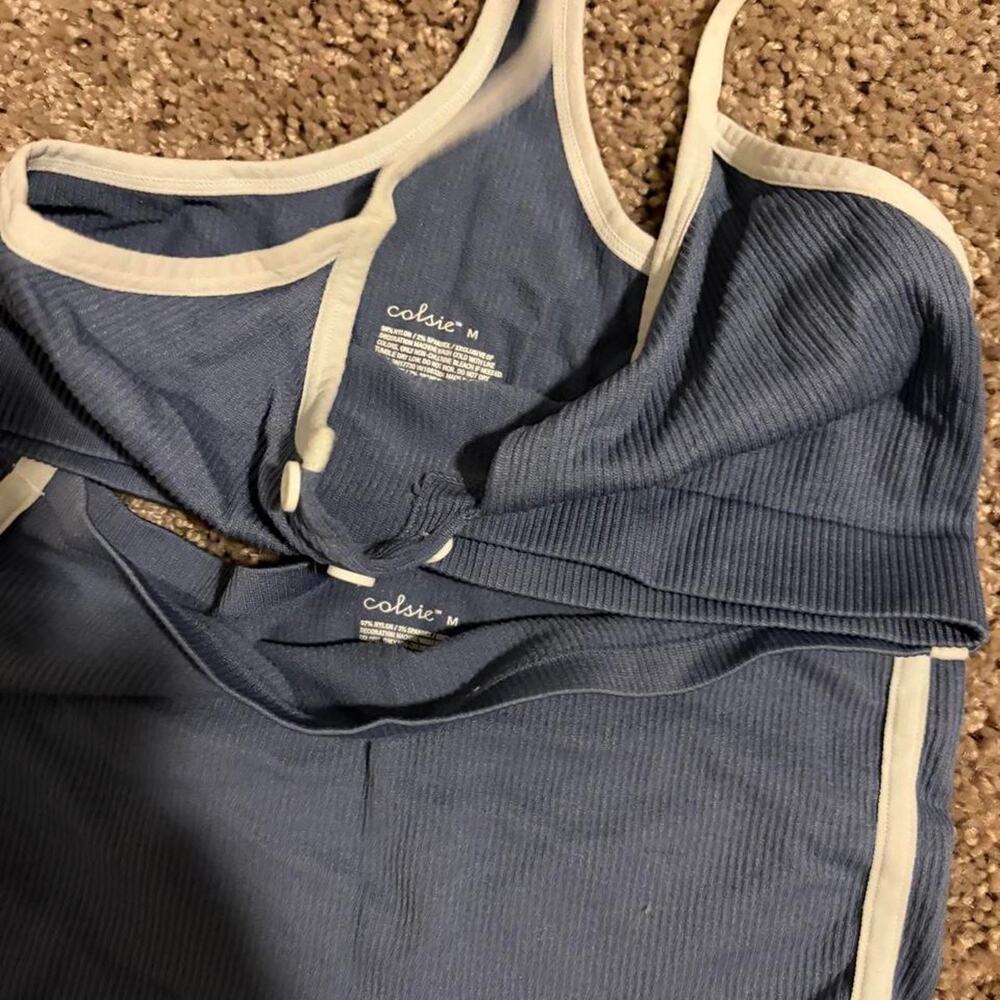 Colsie blue ribbed henley pajama - Picture 3 of 4